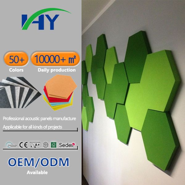 Eco Friendly Material PET Hexagon Acoustic Wall Panels Sound Absorption