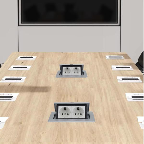Multifunctional Zinc Alloy Desktop Office Pop Up Desk Power Outlets