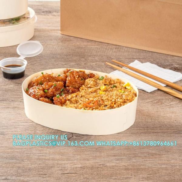 38 Ounce Compostable Food Containers, Oval Wooden Bento Boxes Disposable Wood Bowls Disposable, For Sushi