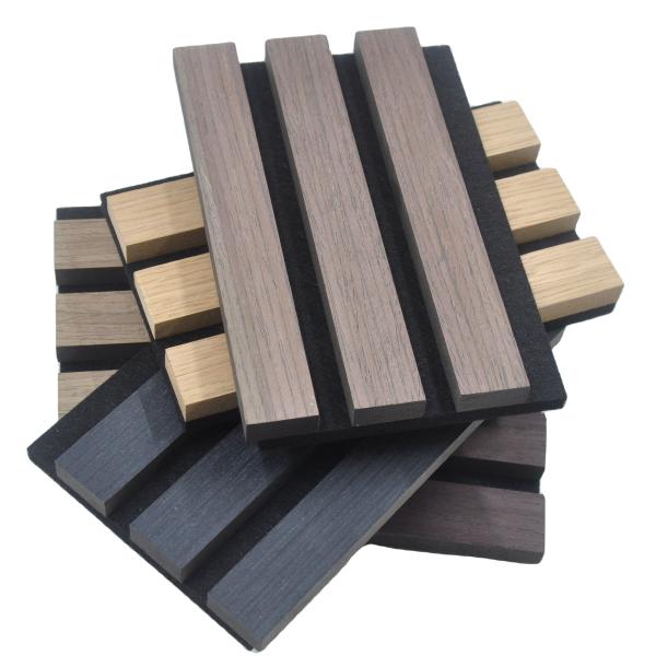 Wood Veneer Finish Sound Insulation Interior New Design Board Slats Wall Panelling Acoustic Panels