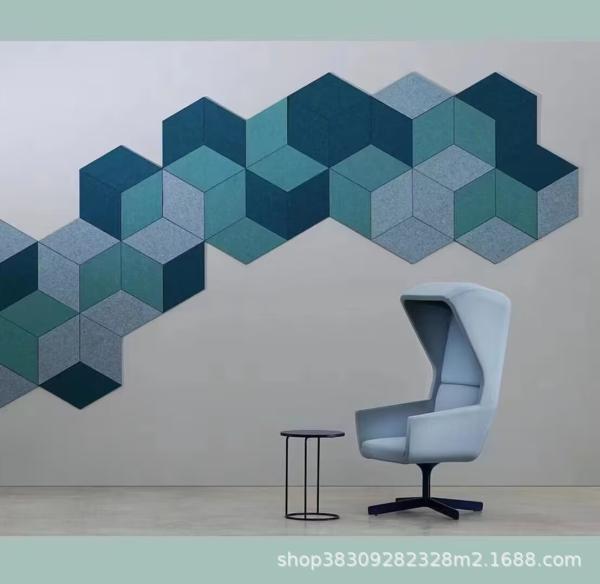 Eco Friendly Office Hexagon Acoustic Panels 1200g/sqm 1500g/sqm 1800g/sqm Density