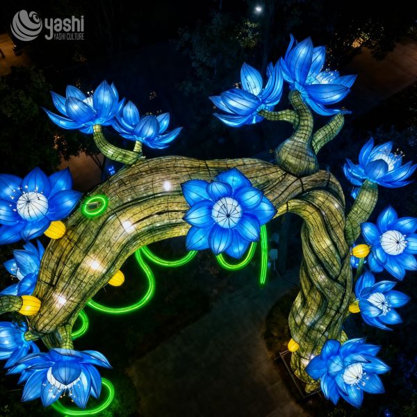 Blue Lotus Vine LED Arch Light Outdoor Garden Art Installation Decorative Landscape Lantern