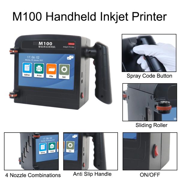 2024 New 10cm Large Format Printer for Date Batch Number of Wooden Box Steel Pipe Handheld Inkjet Printer logo Coding Machine