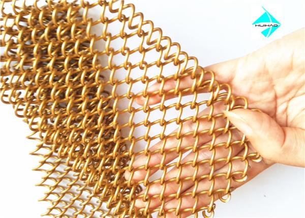 6MM Aperture Antique Brass Metal Coil Drapery For Hotel Curtain 1mm Wire Dia