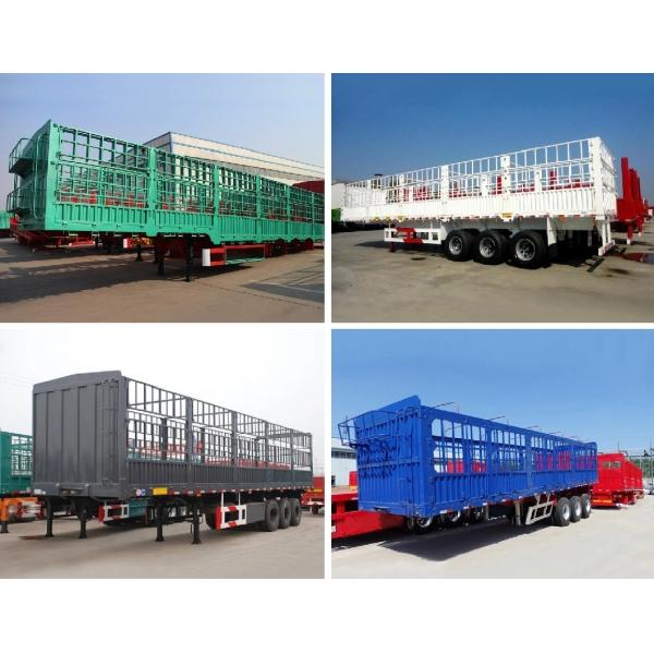 2 Axle Cattle / Horse Transportation Fence Cargo Truck Semi Trailer with Self-dumping