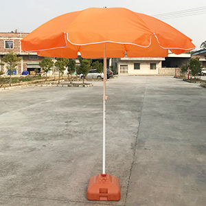 6.8 Foot Orange Beach Umbrellas With Metal Frame UV Protective Polyester