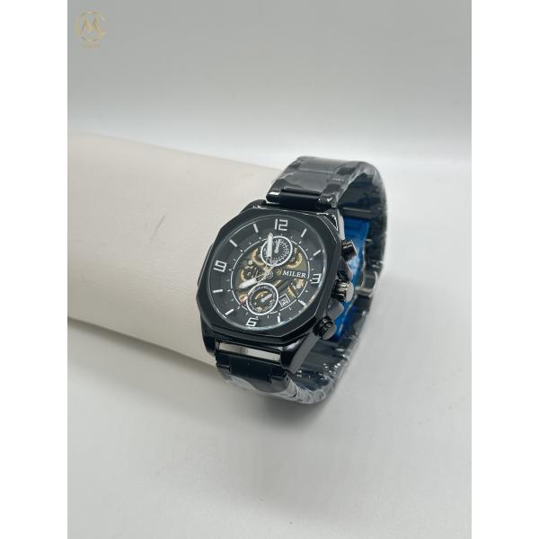 ML1113-Reloj de pulsera de esqueleto de alta calidad con bisela negra