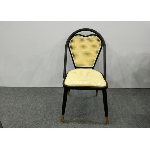 86cm Wrought Iron Dining Chair With Rattan Backrest