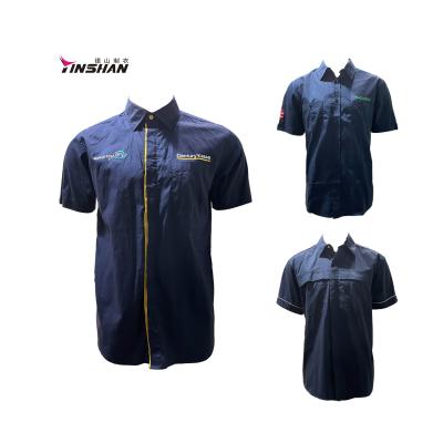 Camisas de trabalho pretas Poliéster Uniforme de algodão Roupas de trabalho com generosa resistência à abrasão