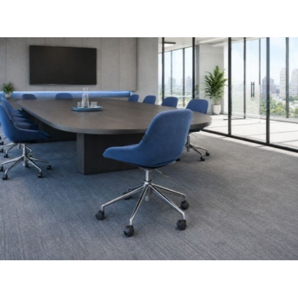 Upholstered Swivel Conference Chair With Adjustable Tilting Aluminum Star Base