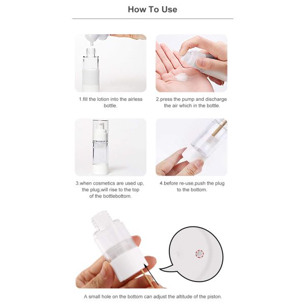 Unique White Cosmetic Packaging 50ml Round Plastic Airless Bottle
