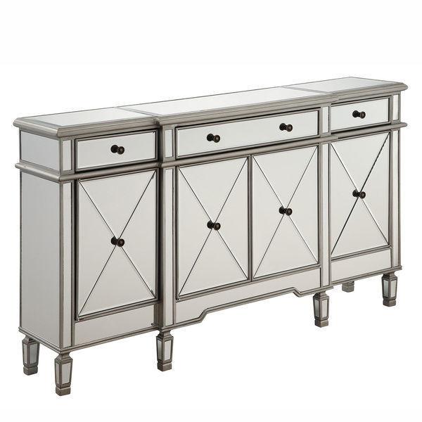 Contemporary 3 Door Mirrored Buffet Cabinet Sideboard Unit Home Furniture