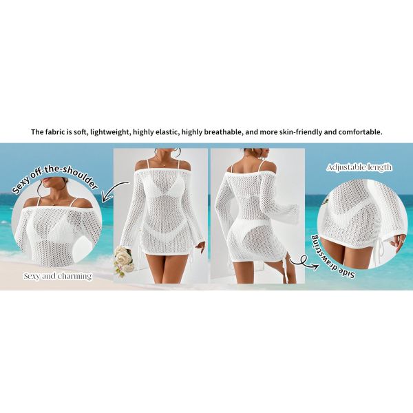 Swimwear Cover Up Fashion Beach Hand Crochet Shawl Capelet Skirt Knitted Texture One-Piece Short Hand Crochet Shawl Swimsuit Cover Ups Fashion Accessories
