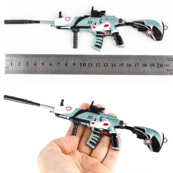 22CM Zinc Alloy Metal Alloy Gun Model Key Chain M416 Gray Hamster