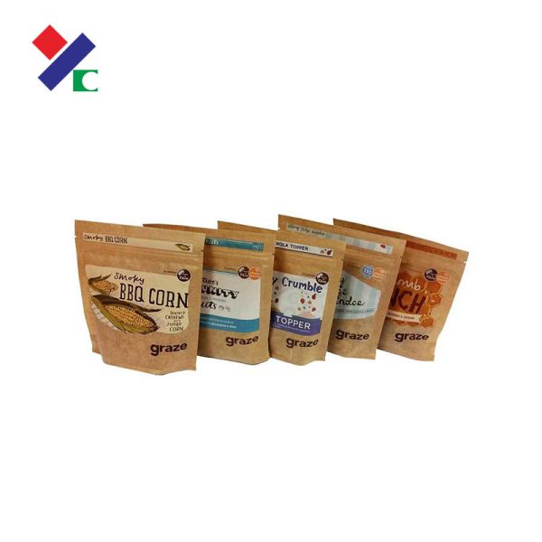 BRC White Brown Kraft Paper Pouch Stand Up  Bag For Coffee Tea