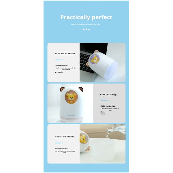 300ml Capacity Ultrasonic Nano Fine Mist Spray Humidifier USB Powered For Home Office