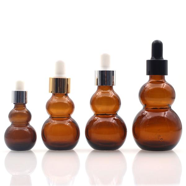 Glass Essential Oil Bottle Amber color Cucurbit Shaped