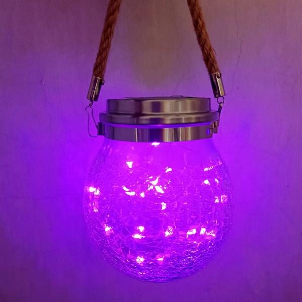Crackle LED Solar Lights Patio Glass Hanging Lights Wishing Christmas Mason Jar Lights