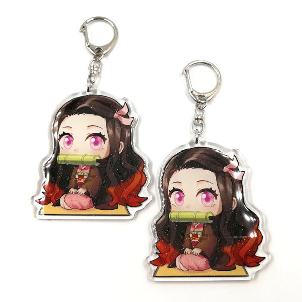 Clear Customized Double-Sided Glitter Eco-friendly Plastic Cute Anime Acrylic Key Chains
