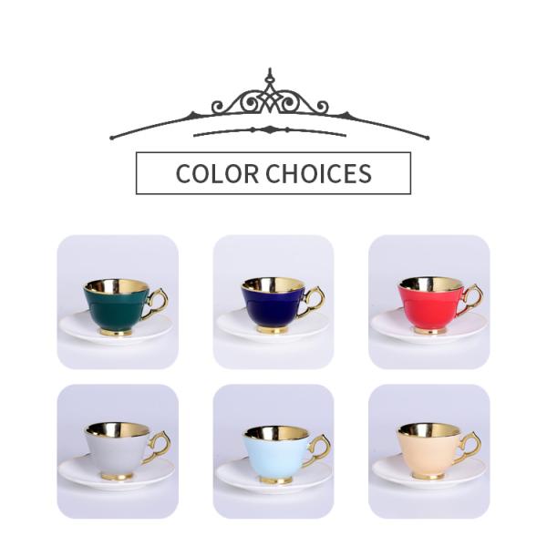 Porcelain Fashion Coffee Cupss 120ml With Electroplating Gold Plated