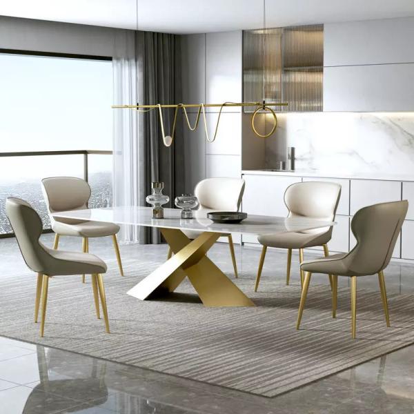 Light Luxury Italian Furniture Dining Table 220*120*75cm Rock Board Dining Table