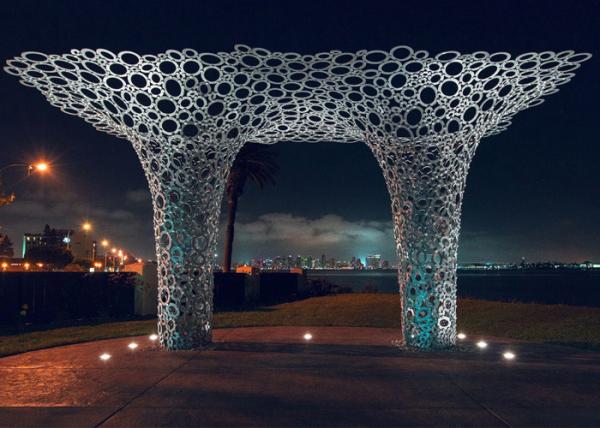Escultura de aço inoxidável da paisagem urbana fora do revestimento de Matt da escultura da árvore do metal