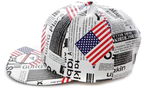 Flat Visor Snapback Baseball Caps With USA Stars Strips Patterns Adjustable Sizes