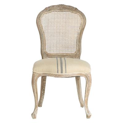 new craved oak wood chair with rattan back for luxury event and weddings decorations use