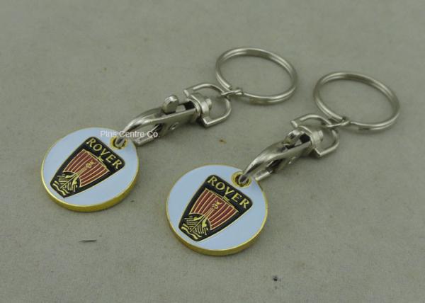 Customised Gold Color Trolley Token Keyring Personalised Rover Brass