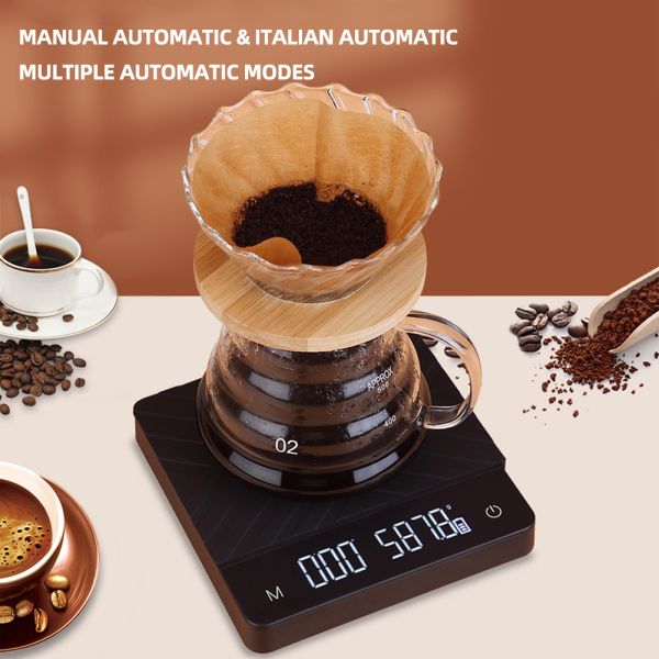 Digital Kitchen Scale with Type-C Charging Integrated Touch Screen Timer and Waterproof Design for Coffee and Food Measurement