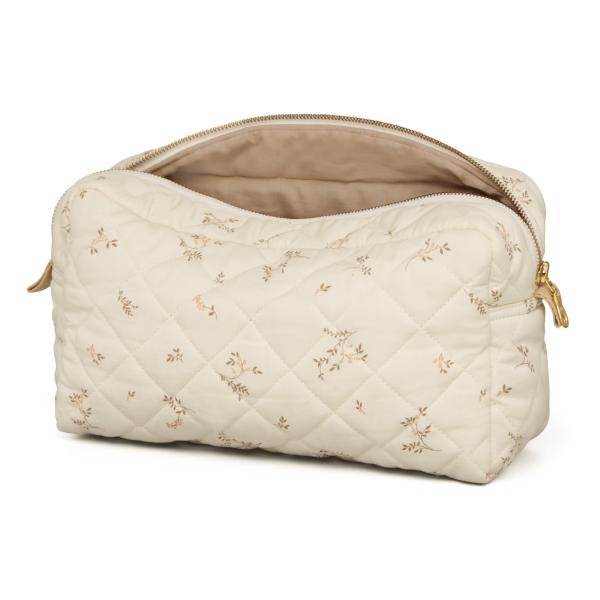 Solid Pattern Custom Logo Soft Puffy Cotton Bag Quilted Organic Cotton Cosmetic Bag