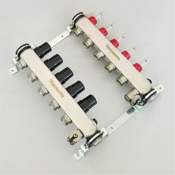 Stainless Steel Floor Heating Manifolds Set With Flow Meter , Flow Meter SS Manifold