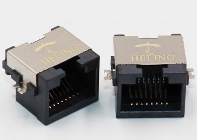 A entrada horizontal inverteu o bronze do conector de 90 graus RJ45 protegido para o sistema de segurança