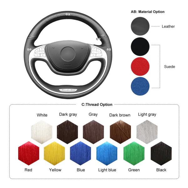 MEWANT Customized Color Steering Wheel Cover for Mercedes-Benz S-Class W222 2014-2017