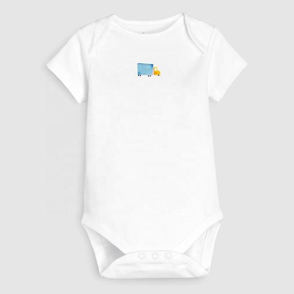 Unisex 100% Cotton Custom Printing pattern Solid Color Short Sleeve Baby Summer Rompers Baby Rompers