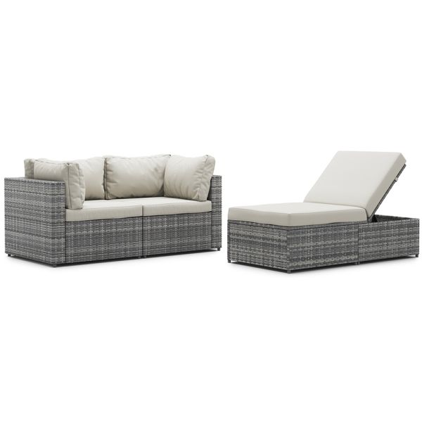 Rattan Outdoor Garden Lounge Hot Sale Wicker PE Waterproof Custom Rattan Sofa and Lounger Set Multi Function Outdoor Furniture