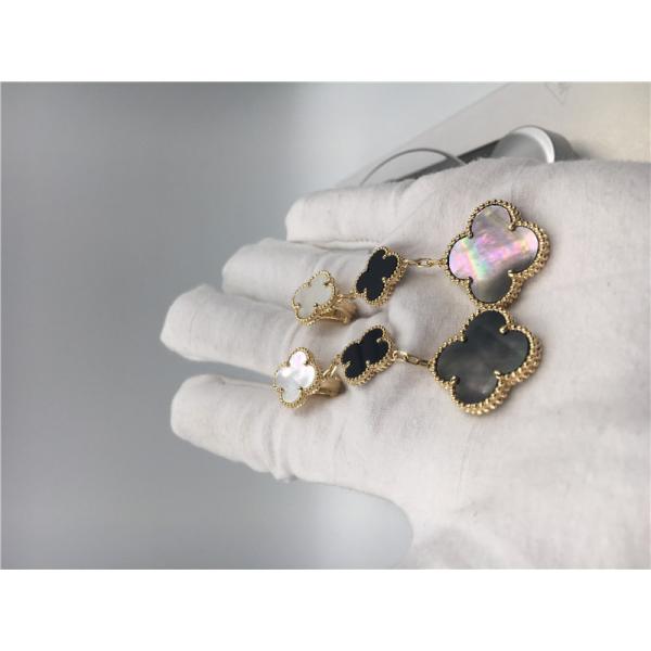 Van Cleef Arpels Magic Alhambra earrings 18k yellow gold with white and gray mother-of-pearl