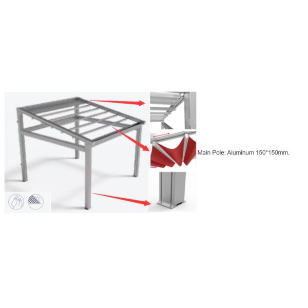 Customized Aluminum Retractable Pergola Motorized Canopy 150mm Post 230V Motor