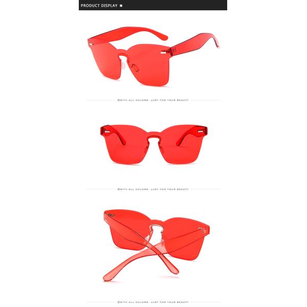 UV400 Rimless Square Frame One Piece Lens Band Packaging Women Hot Sale Sunglasses