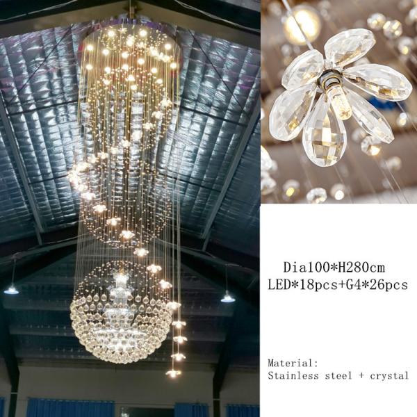 Modern Long Staircase Crystal Chandelier Lighting Indoor Lighting Hanging Luster(WH-NC-27)