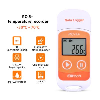 Registador de dados da temperatura de USB Elitech RC-5+ da refrigeração