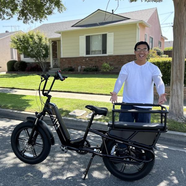 20 Inch  Electric Cargo Bike 48V 750W Folding Urban Commuter Ebike for Family Kids Pets Large Rack City Transport
