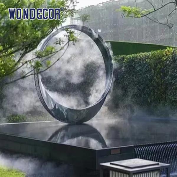 Outdoor Stainless Steel Garden Art Large Forged Metal Geometric Circular Fountain
