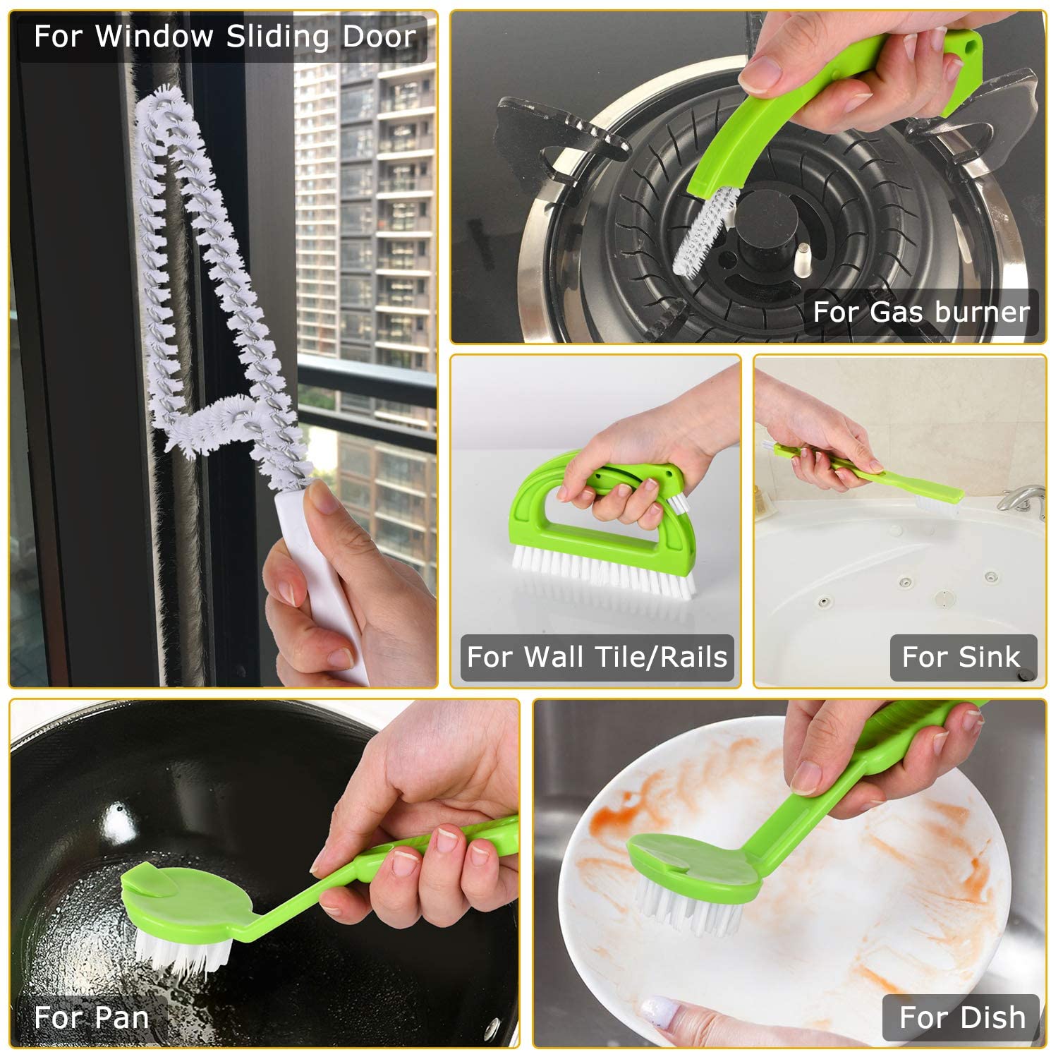 щетка скруббера Grout зеленого цвета плитки 5.9cm с щетинкой нейлона ручки 7.9in