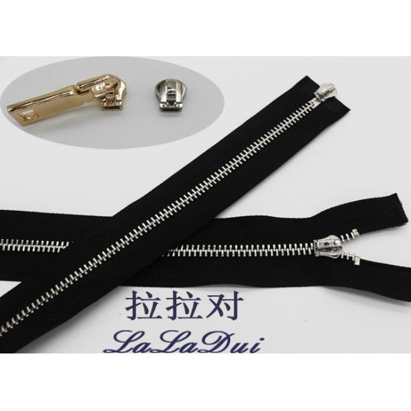 Black 5 Inch Non - Lock Sliders Two Way Metal Zip For Coveralls / Traveling Bag
