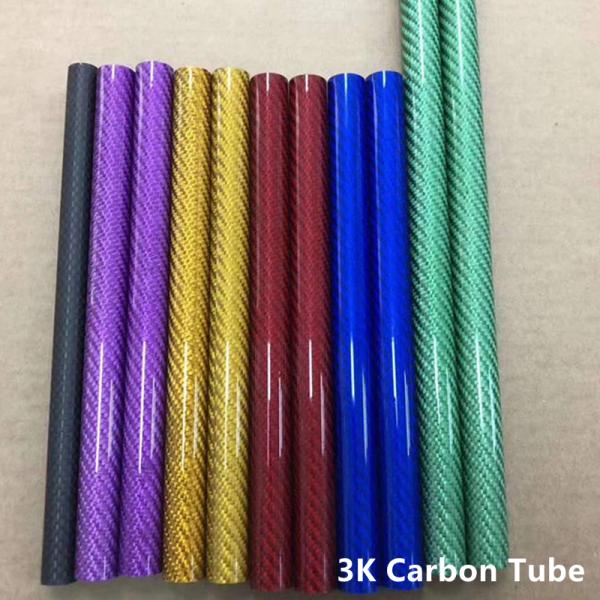 Twill Weave Carbon Fiber Rods And Tubes , Shinning 3K Carbon Fiber Tube