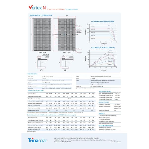 Trina Solar TSM-NEG21C.20 Dual Glass Bifacial Solar Cell Monocrystalline Silicon Panel