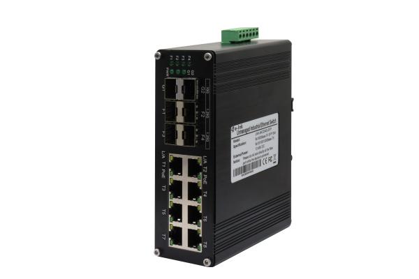 Industrial PoE Ethernet Switch 8× 10/100/1000Base-T PoE ports, 4× 1000Base-X SFP ports, and 2× 10G SFP+ ports