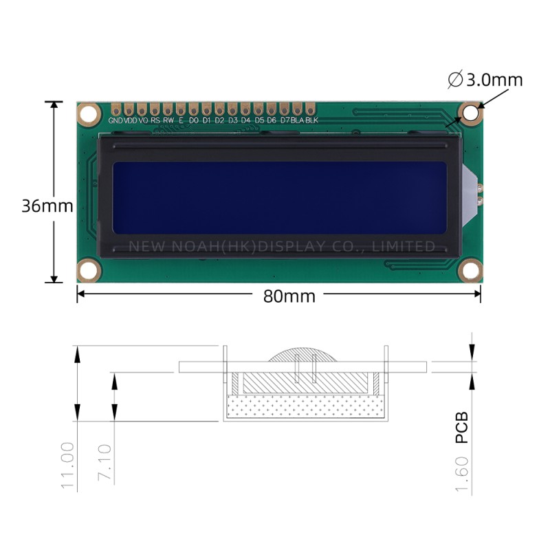 Russian Blue Film White Letters 1601A Character LCD Display Screen 1X16 1.5 Inches  Dot Matrix Character