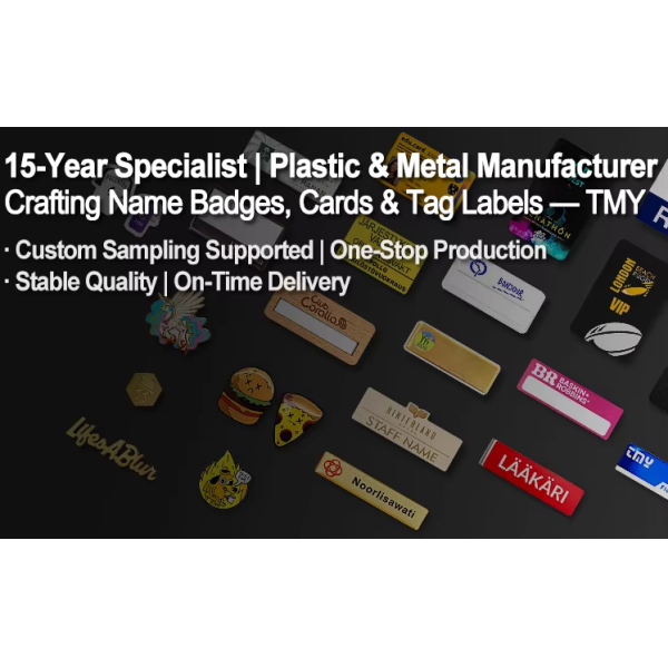 Custom Full Color Digital Printed Plastic Window Name Tag With Magnetic Back And Custom Shape For Staff